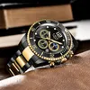 Wristwatches LIGE Watches Mens Top Brand Luxury Clock Casual Stainless Steel 24Hour Moon Phase Men Watch Sport Waterproof Quartz Chronograph 230113