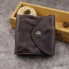 Geldbörsen Vintage Tan Leder Geldbörse für Männer und Frauen mit Münzfach Kleine schlanke lässige Herren Trifold