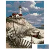 Schilderijen Amtmbs Picture By Numbers The Lighthouse Boat Ding on Canvas handpilt Art Portret Diy Oil Paint Home Decor Drop Dhs1k