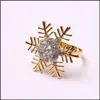 Servettringar guld Sier Snowflake Christmas Drop Delivery Home Garden Kök Dining Bar Table Decoration Accessories OTPKV