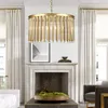 Lampes suspendues personnalité postmoderne lumière luxe cristal salon lustre Simple mode chambre à manger tige de verre