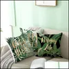 Almofada/travesseiro decorativo plantas tropicais almofadas de almofada de estilo n￳rdico decorativo folhas bot￢nicas 45x45cm Green Leaf Throw Drop Otzfu