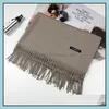 Andra hemtextil 200x70 cm Autumn Winter Women Scarf High Quality Long Solid Color Cashmere Thicken Warm Shawls Wraps Lady Tassel S DHCFG