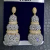 Kolczyki Dangle żyrandol Godki 3 Ton Big Bold Ball dla kobiet przyjęcie weselne Cubic Zirconia Dubai Bridal Keaningi Akcesoria biżuterii