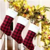 Christmas Decorations Home Decoration New Year Gift Xmas Candy Bag Red Black Buffalo Plaid Stocking For Kids Drop Delivery Garden Fe Dhovs