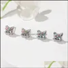 Earrings Necklace Cute Cartoon Cat Ring Set Spot Color Kitten Childrens Animal Jewelry Sets Drop Delivery Othfe