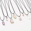 Pendant Necklaces Unique Irregular Natural Gem Stone Clear Crystal Yellow Pink Quartz Tiger Eye Charms DIY Fit Necklace For Jewelry Making