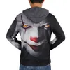 Hommes Hoodies Adulte Hommes Halloween Effrayant Clown IT 3D Imprimer Sweat À Capuche Casual Slim Fit Pull Sweat Horreur Blague Poche Outwear Manteau Pour