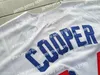 축구 유니폼 남자 Joe Coop Cooper #44 Baseketball 맥주 영화 저지 버튼 다운 흰색 야구 유니폼 고품질