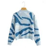 Women's Knits Women Cardigan Zebra Pattern V-neck Loose Casual All-match Single Breasted Knitted Sweater Korean Style Autumn Outwear