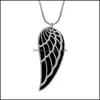 Pendant Necklaces Gold Color Crystal Feather Angel Wing Necklace Double Layer Long Sweater Chain Statement Jewelry Collares For Wome Dhi1V