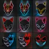 Party Masks Cosplay Halloween Luminous Light Up Led El Wire Neon Glowing Anime Masque Masquerade Horror 230113