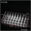 Storage Boxes Bins 36/40 Grids Clear Plastic Makeup Organizer Box Lipstick Jewelry Cosmetic Case Holder Display Stand Organizers D Dhnqt