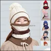 Mütze/Schädelkappen Mütze/SKL 3pcs Damen gestricktem Hutschal Halswärmer Winterhüte für Männer Sklies Mütze warmes Vlieskappengesicht Oteyp