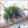 Decoratieve bloemen kransen 15 koppen zijde lavendel ambachtelijke kunstmatige plastic granen simatie van aquatische groene planten voor thuishuwelijk otge2
