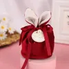 DHL Fast Ship Easter Cute Bunny Gift Packing Bags Velvet Valentines Day Rabbit Chocolate Candy Bags Wedding Birthday Party Jewelry