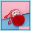 Party Favor NEW12 STYLES Świąteczne Big Red Red Santa Claus Fluffy Key Sain Faux Rabbit Fur Ball Pom Ponclain Keakin Bag Ring RRD8891 D OT4LB