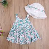 Girl Dresses Princess Dress 2023 Summer Infant Kids Baby Sleeveless Floral Bow Boho Hat 2PCS Outfits Girls Clothes