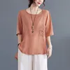 Ethnic Clothing 2023 Women Chinese Traditional Style Tops Cotton Linen Loose Blouses Female Vintage Buckle Embroidery Hanfu Shirts Tang Suit