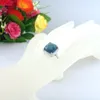 Fashion Blue Ring Cubic Zirconia Stone Ring Rhodium Plated Wedding Ring for Women