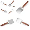 Baking Pastry Tools Stainless Steel Steak Spata Pancake Scraper Turner Grill Beef Fried Pizza Shovel With Wood Handle Kitchen Bbq Dhme7