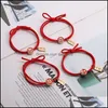 H￥rgummiband kinesiska stil kvinnor flickor s￶t h￤stsvansh￥llare rep lycklig r￶d charm armband tillbeh￶r elastisk drop leverans jud dh8ut