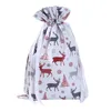 Christmas Decorations 5 Pcs Large Gift Bag Hanging Drawstring Xmas Party Candy Bags Cookie Wrapping Pouch DIY Sacks Reusable