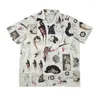 Men's Casual Shirts 2023ss WACKO MARIA Shirt Men Women 1:1 Quality T-Shirt Hawaiian Full Logo Print Short Top Tees