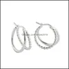 Hoop Huggie 100 Pure 925 Sterling Sier Boucles D'oreilles Pour Les Femmes Corée Ins Double Couches Twisted Circle Boucle D'oreille Fine Jewelry Yme695 Drop D Otua9