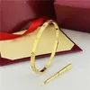 18k gouden stalen designer armbanden dames heren liefde 4 mm dunne 6e slanke schroef schroevendraaier nagel armbanden armband sieraden met originele tas