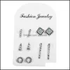 Stud Vintage Crystal Waterdrop oorrang Set voor vrouwen Boheemse stijl Dazzing geometrische sieraden Drop levering oorbellen Dhsol