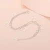 Anklets Women's Square Anklet Korean Style Fashion All-Match925 Silver Plated二重層の小さな新鮮