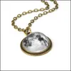 H￤nge halsband design handgjorda halsband planet universum galax glas kupol kvinnor mode smycken tid p￤rla tillbeh￶r g￥va drop de ot8fy