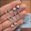 Stud Vintage Crystal Waterdrop Earring Set For Women Bohemian Style Dazzing Geometric Jewelry Drop Delivery Earrings Dhsol