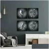 Картины 4pcs Love Heart 3D Эффект стена Абстрактная металлическая фигура статуя картина Canvas 19,7 дюйма современного домашнего декора доставки Dhbuz