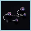 Stud femmes coréennes bijoux 925 Sterling Sier plaqué boule d'eau douce forme Double face perle boucles d'oreilles livraison directe Otmux