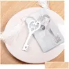 Fest Favor Metal Key till My Heart Heartsformat Bokmärke med Whitesilk Tassel Bröllopsgåvor Favors WA1849 Drop Delivery Home Garden F DHG3U