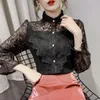 Chemises de chemisiers pour femmes Blouse Femmes Lace Lace Long ST Collar Shirt Bell Top Blusas Mujer de Moda