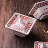 Schüsseln, quadratische Delikatessenschale aus japanischem Porzellan mit Deckel, Gewürzschüssel, Retro-Dim-Sum-Box, Suppentasse, handbemalter Eintopf