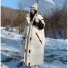 Dames down parkas xlong zwart witte katoenen hoodie jas pinglengte verlengd overtollige losse overjas dikke warme jas sneeuwkleding 230112