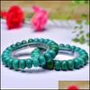 Brins de perles Perles de roue Bracelets en pierre verte Esprits maléfiques Chanceux pour femmes Hommes Cercle simple Bracelet simple Bouddhisme Bijoux Dro Ot5Za