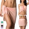 Damskie stroje kąpielowe dla kobiet bikini pokrywka solidna kolor pareo szyfonowy spódnica sarong szalik kostium kąpielowy kostium kąpielowy