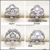 Sieradeninstellingen Groothandel Pearl Ring S925 Sier 18 stijlen voor vrouwen Montage Ringen Verstelbare maat Blanco Diy GIF Drop levering DHZGF