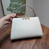 Bolso Bolso de mano Bolsos cruzados lisos Cuero genuino Correa extraíble Hardware dorado Dentro Letras de moda Clavo inferior Grande Capac204k