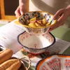 Миски WSHYUFEI Американский стиль домашний рельеф -посуду персонализированная суп -миска керамические фруктовые салат продукты