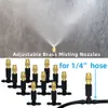 Other Faucets Showers Accs 5M 30M Outdoor Misting Cooling System Garden Irrigation Watering 1 4'' Brass Atomizer Nozzles 4 7mm Hose for Patio Greenhouse 230113