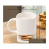 Tasses Bon prix 48 pièces 250Ml tasse à café en céramique côté Cookie Biscuit porte-poche jus de lait citron tasse Drinkware pour ami anniversaire Dhcw8