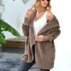 Damenjacken, Fleece, lose, feste Kapuze, offener Stich, Beflockung, mittellanger Mantel, Damen-Freizeitjacke, Streetwear, Winter