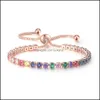 Tennis Europeiska och amerikanska f￤rg Zirkonarmband Kvinnor Diamond Crystal Birthday Drop Delivery Jewely Armband Otvjw