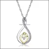 Pendentif Colliers Grande main tenant petit collier maman coeur pendentifs fête des mères cadeau avec chaîne de vague d'eau livraison directe bijoux OTPSF